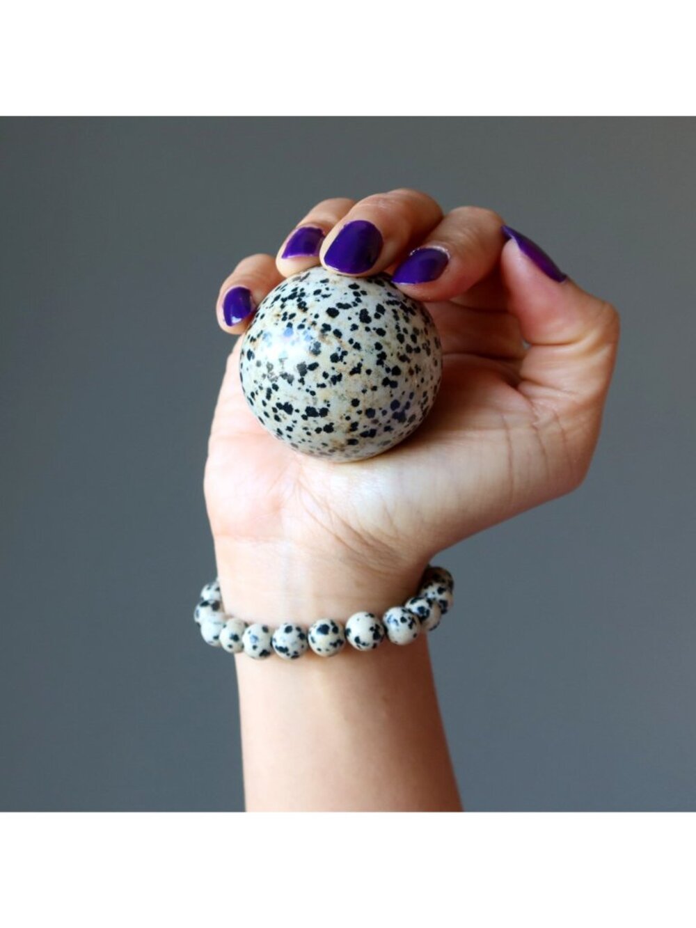 Dalmatian Jasper Sphere The Good Spot Crystal Ball Spotted Black White Stone Orb - Picture 5 of 5